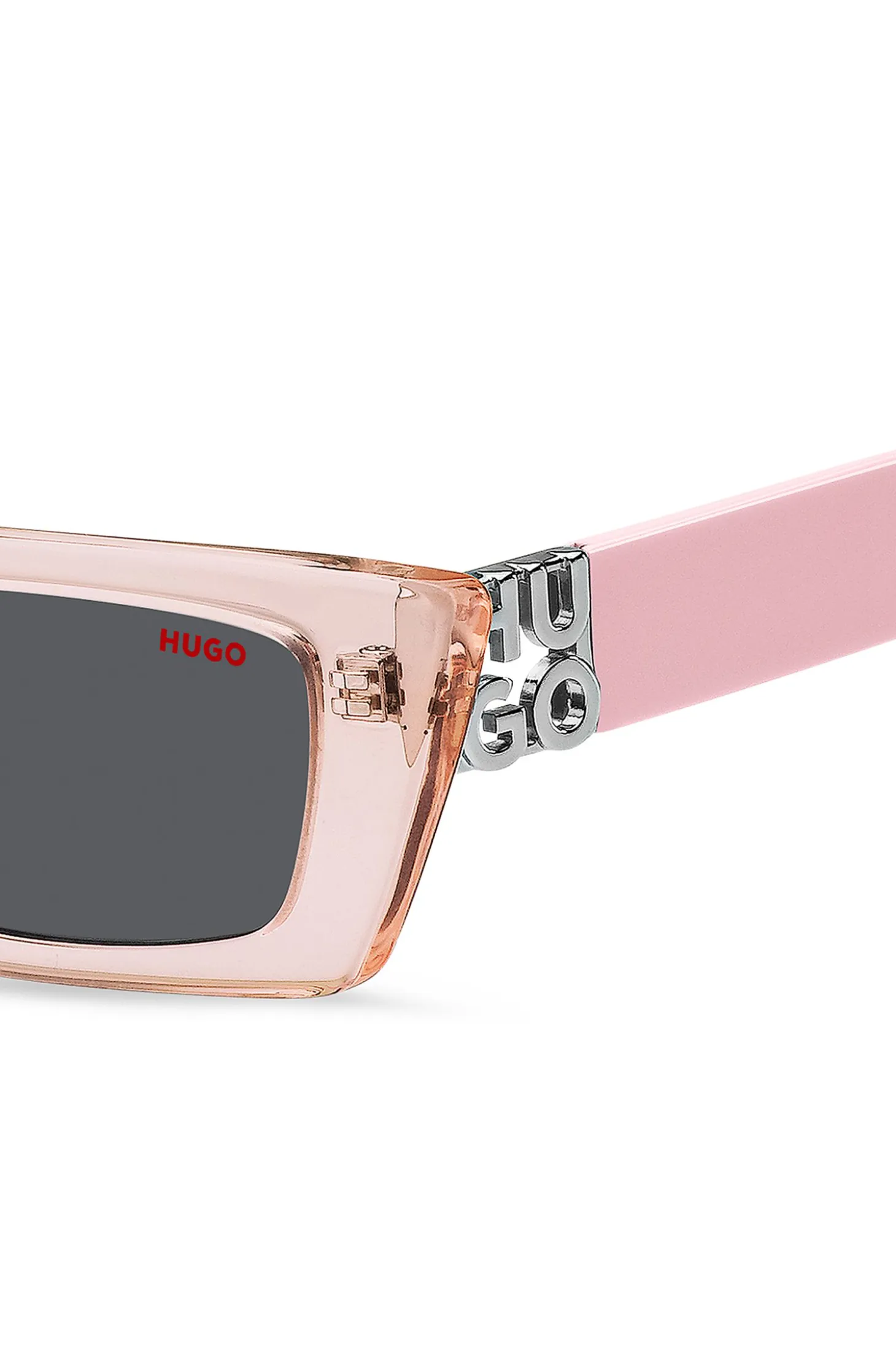 Pink-acetate sunglasses with 3D monogram
