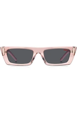 Pink-acetate sunglasses with 3D monogram