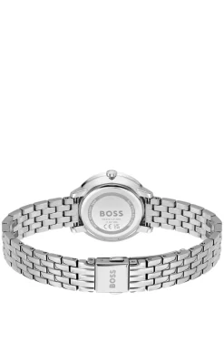 Pink-dial watch with multi-link bracelet