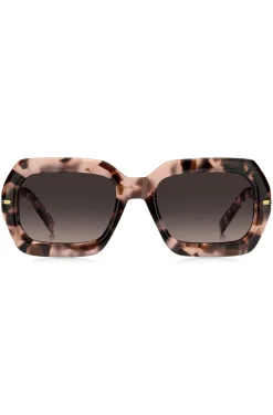 Pink-Havana sunglasses with gold-tone hinges