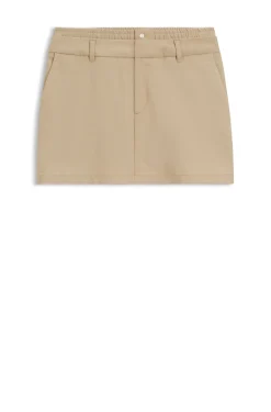 Pinstripe mini skirt with double waistband