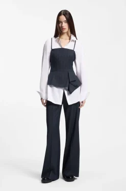 Pinstripe top with peplum hem