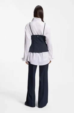 Pinstripe top with peplum hem