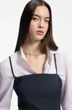Pinstripe top with peplum hem