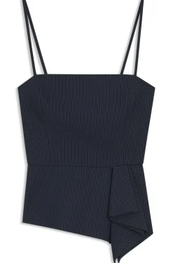 Pinstripe top with peplum hem