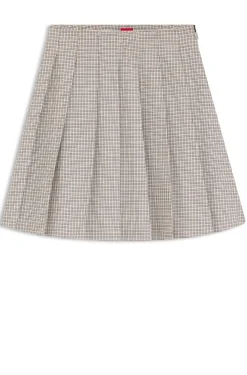 Pleated mini skirt with micro check