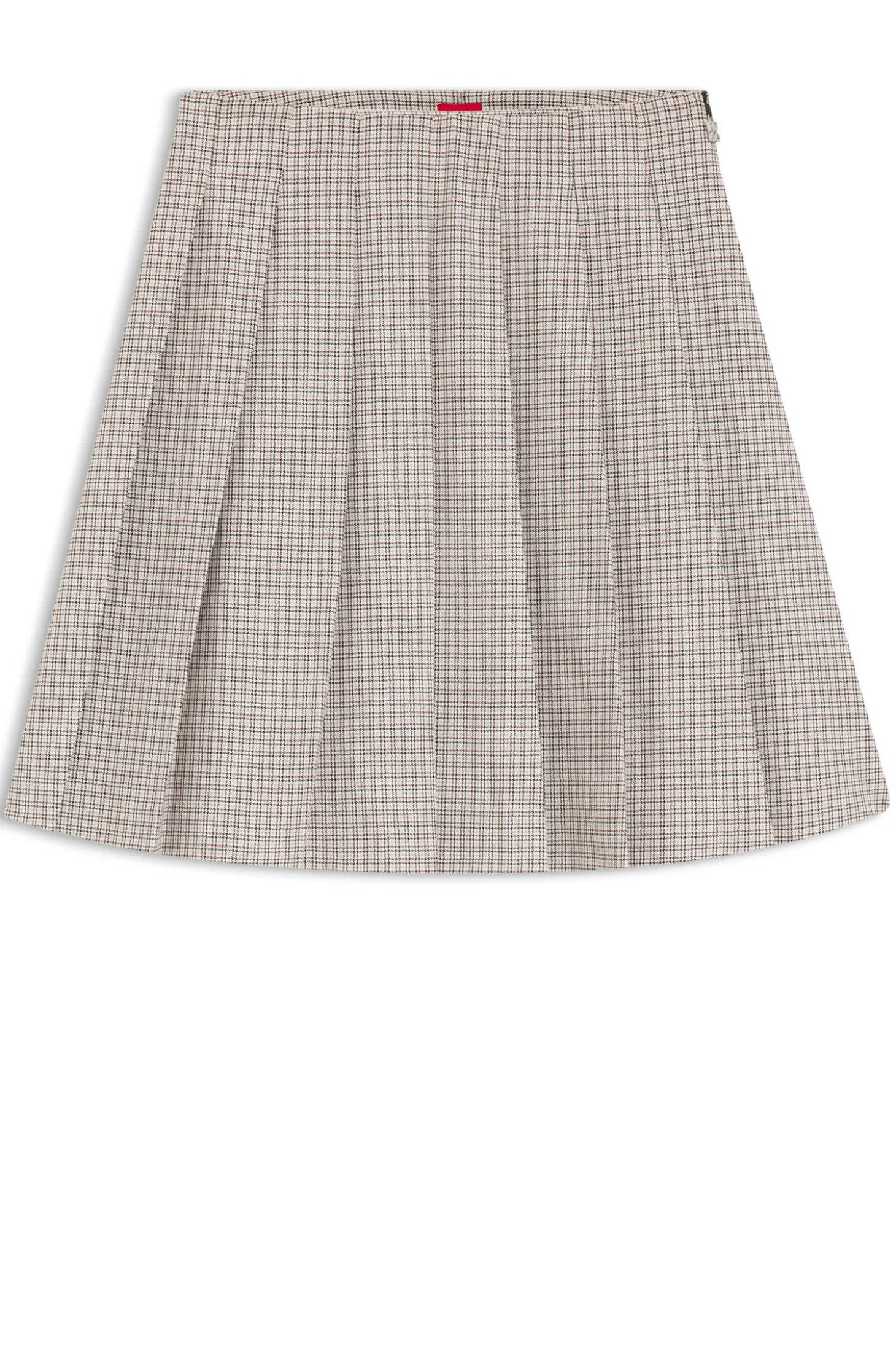 Pleated mini skirt with micro check