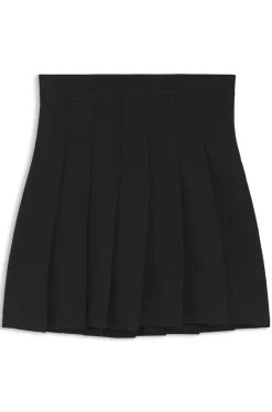 Pleated skirt in stretch cotton with integrated shorts