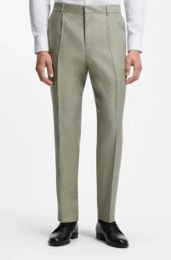 Pleat-front trousers in a linen blend