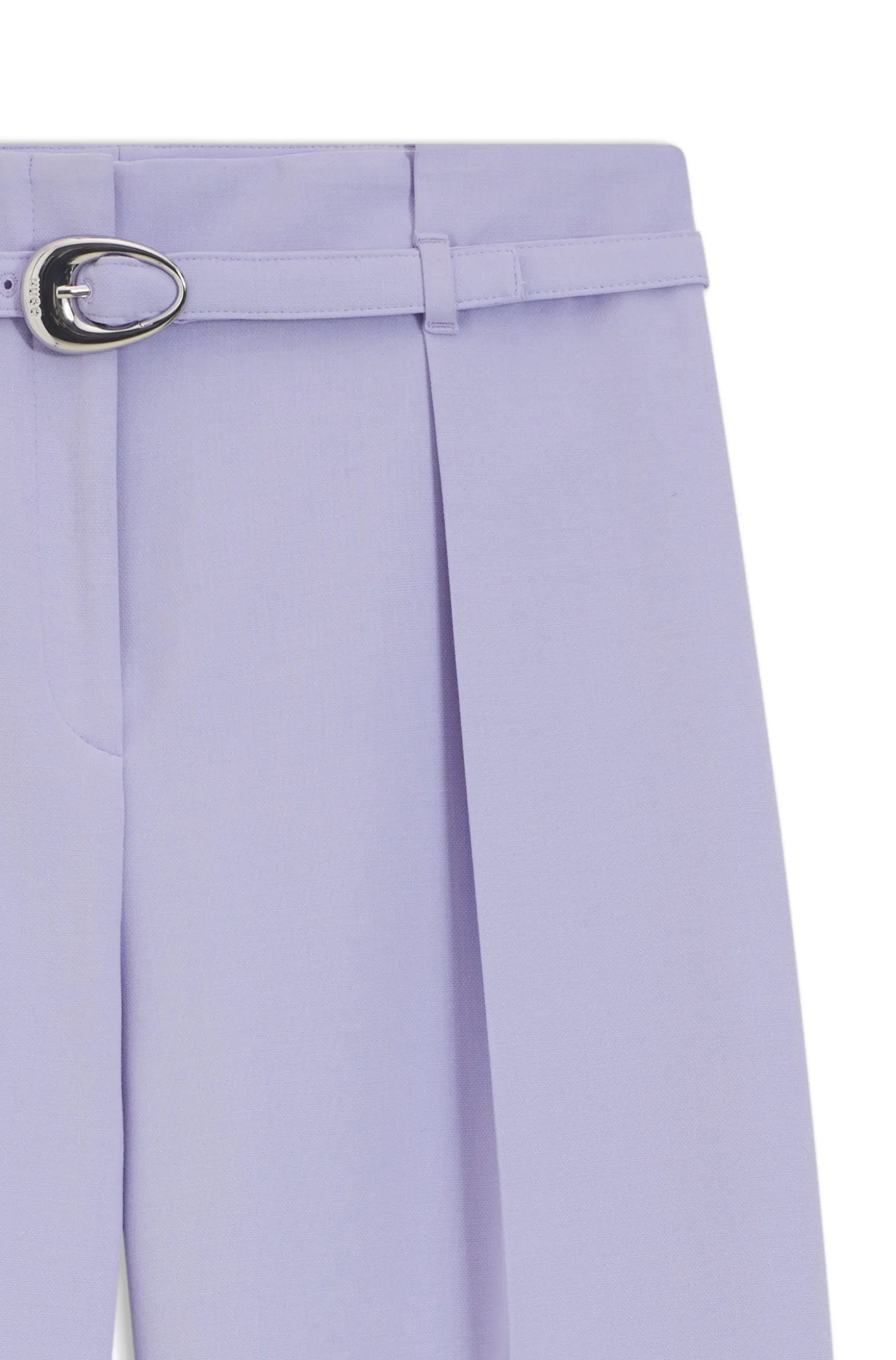 Pleat-front trousers with buckled belt