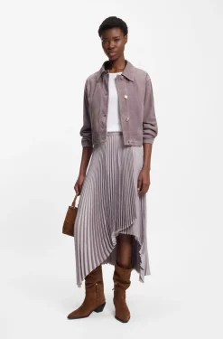 Plissé-pleat skirt in crinkle satin