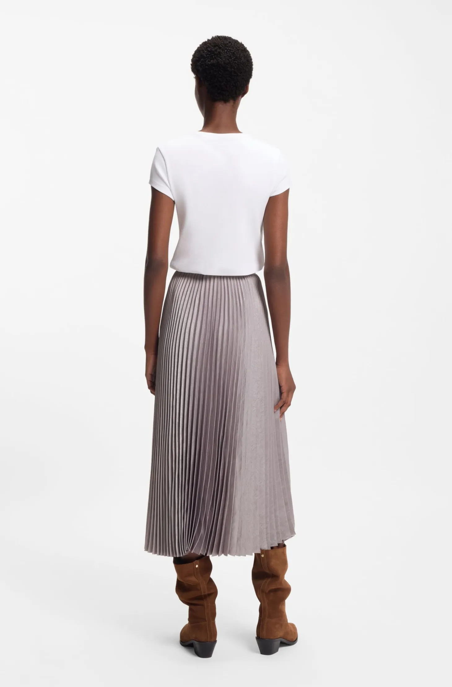 Plissé-pleat skirt in crinkle satin