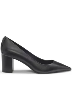 Pointed-toe pumps in nappa leather with chunky heel
