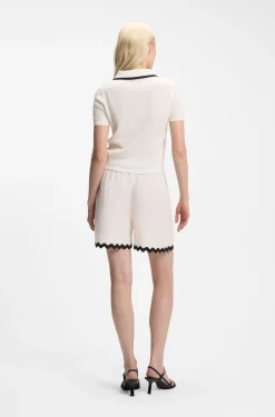 Pointelle-cotton sweater with scallop trim