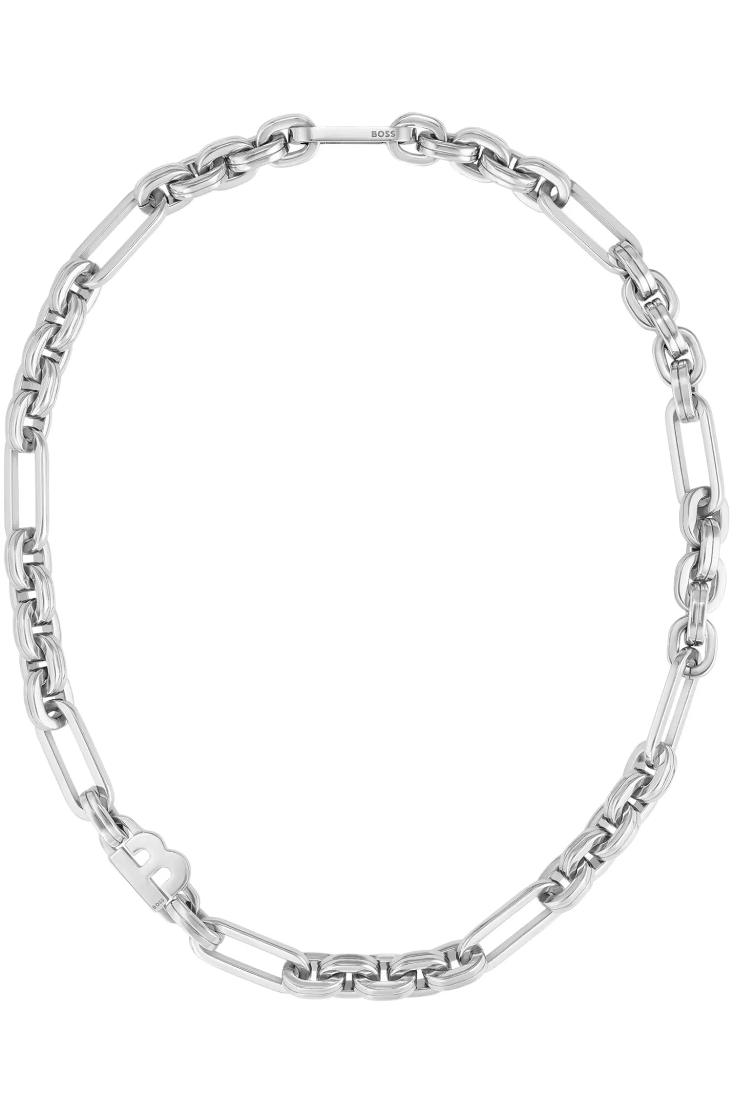 Polished-link necklace with monogram element