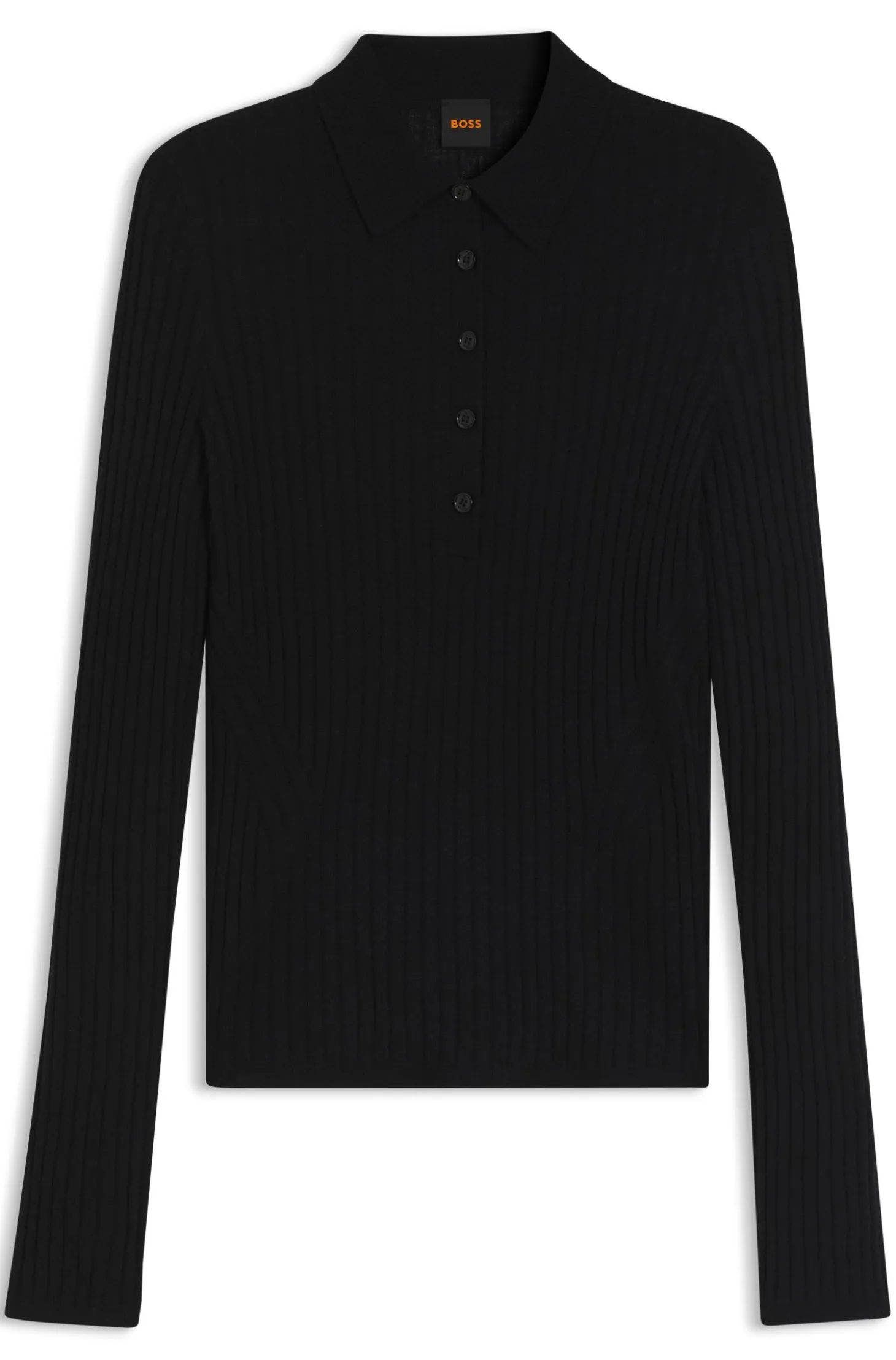 Polo-collar sweater in a sheer wool blend