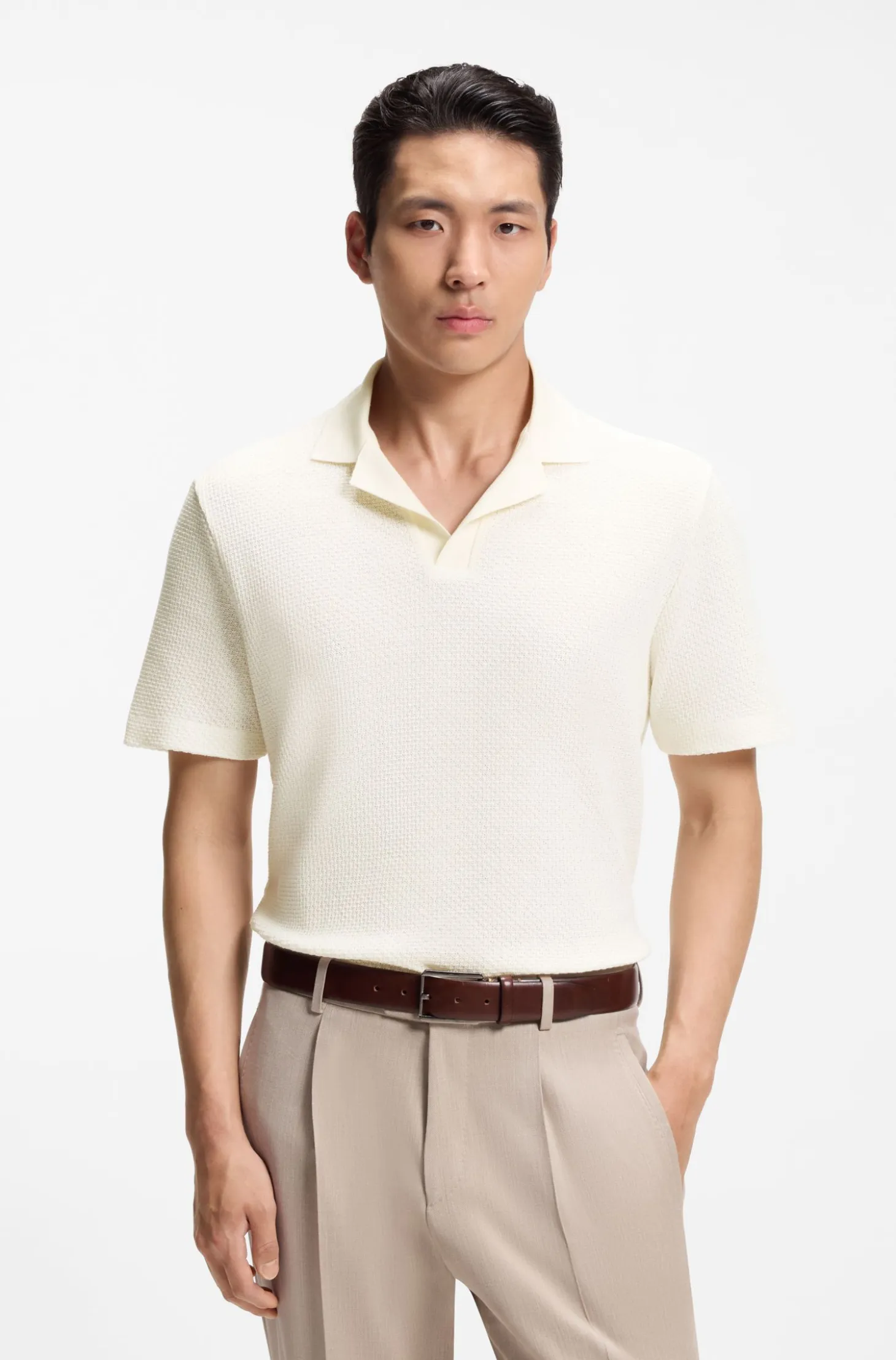 Polo shirt in Italian-made cotton and linen