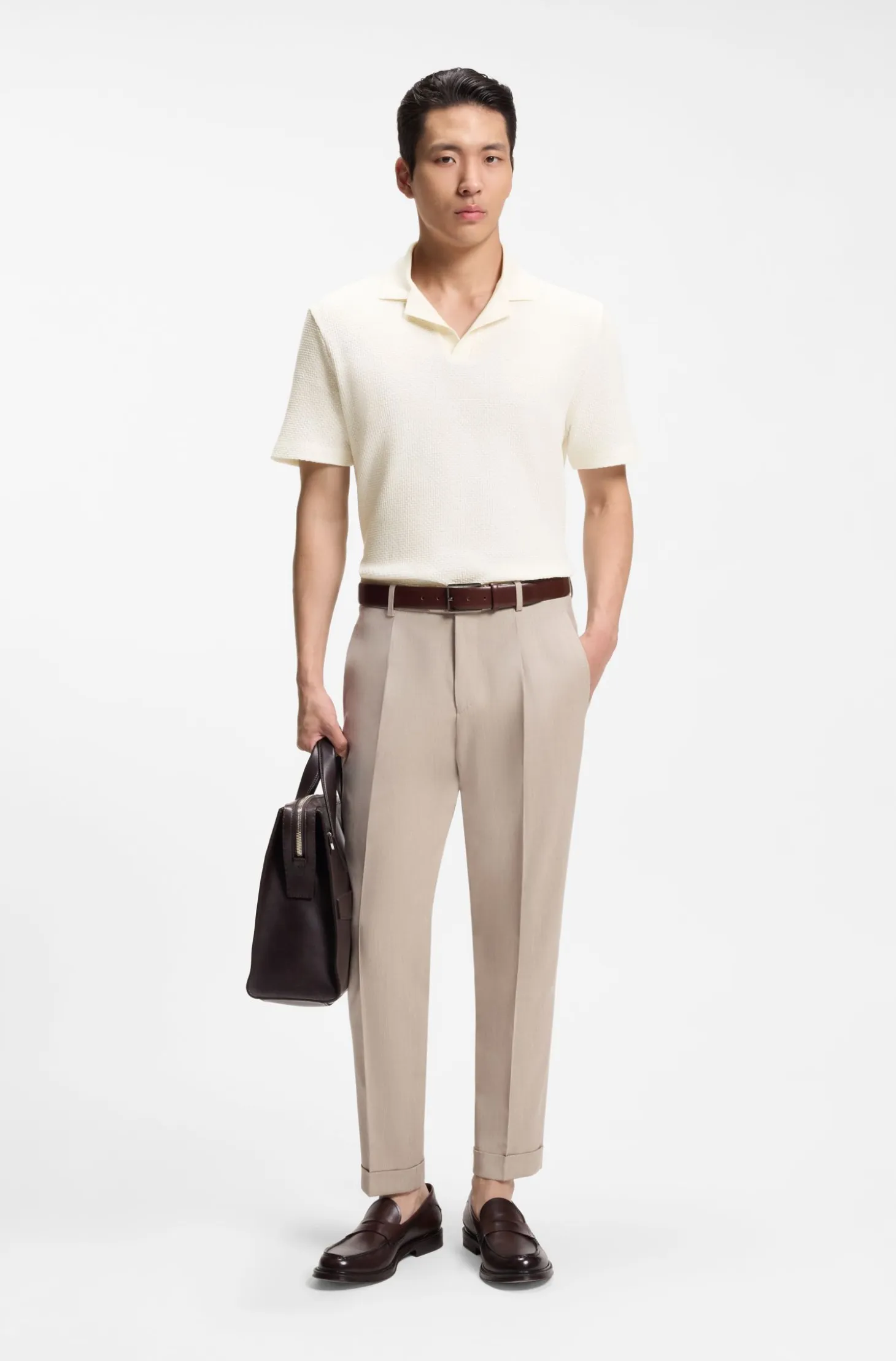 Polo shirt in Italian-made cotton and linen