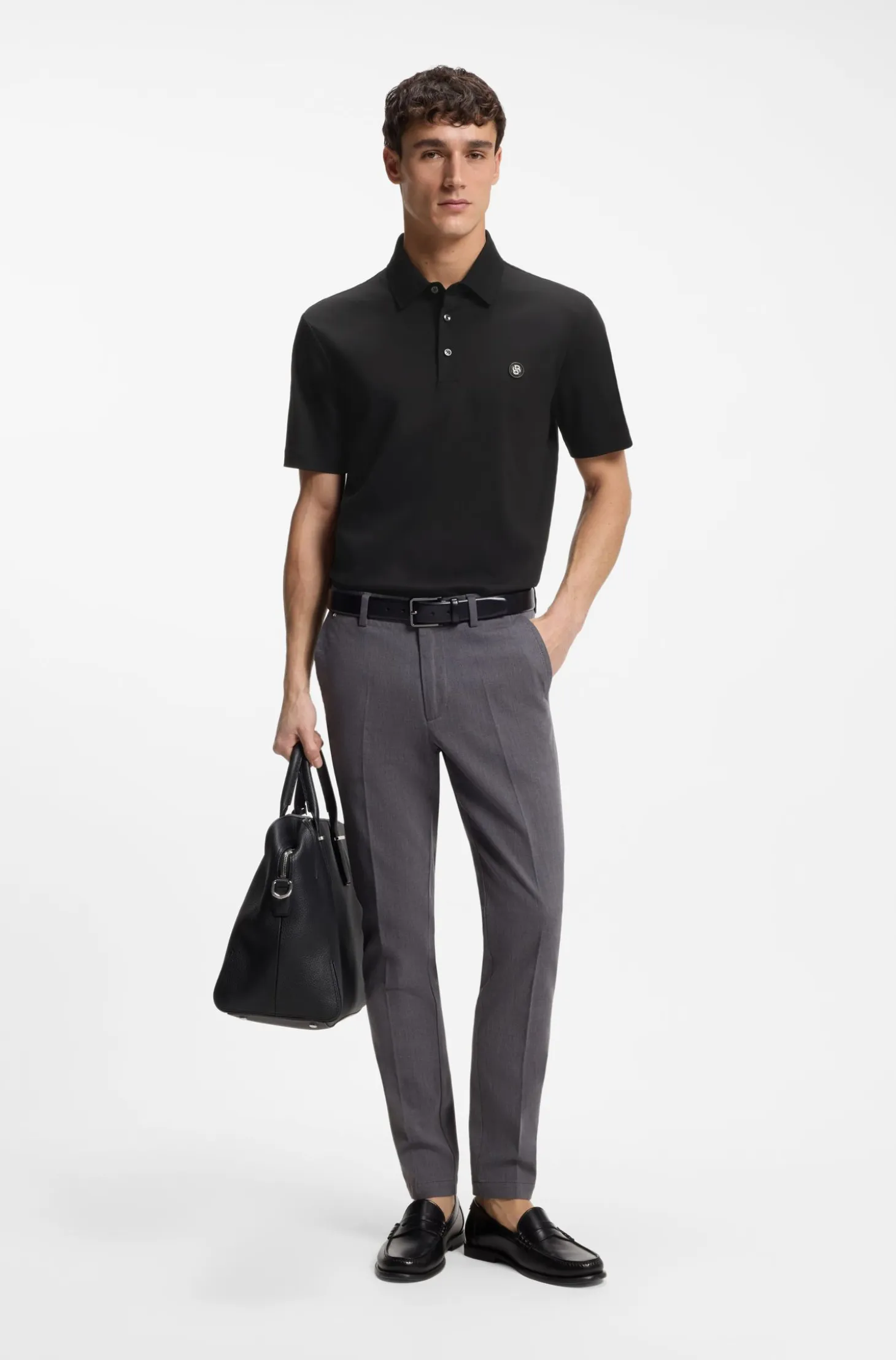 Polo shirt in mercerised cotton with Double B monogram