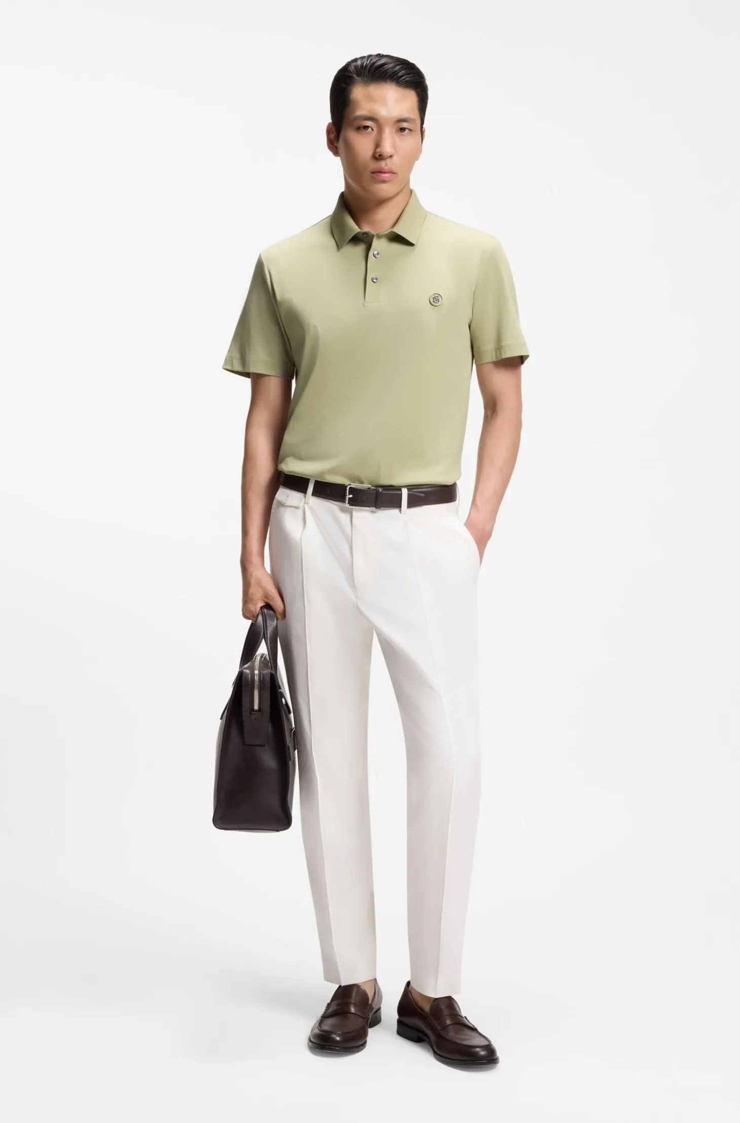 Polo shirt in mercerised cotton with Double B monogram