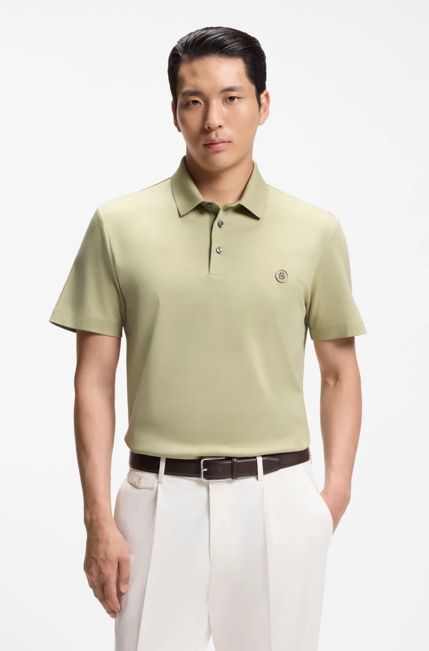 Polo shirt in mercerised cotton with Double B monogram