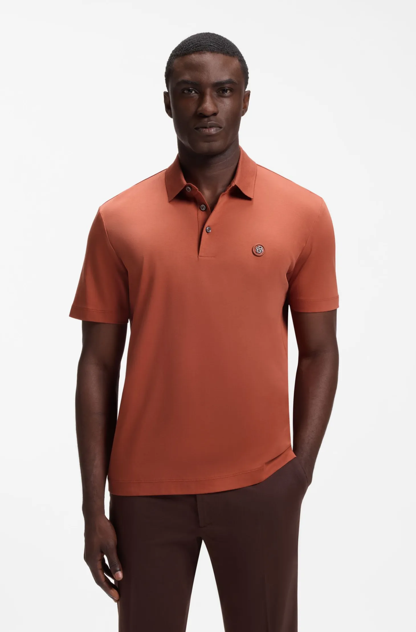 Polo shirt in mercerised cotton with Double B monogram