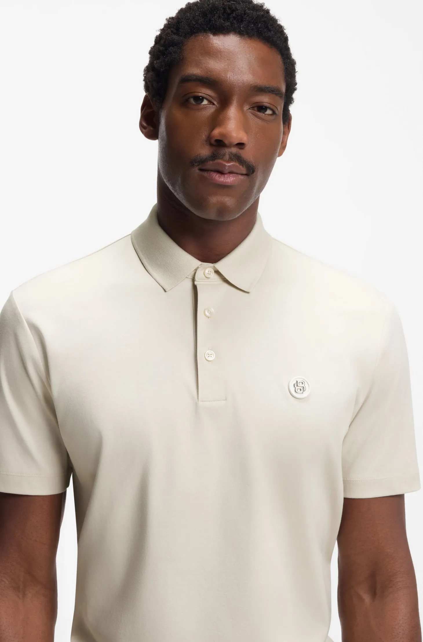 Polo shirt in mercerised cotton with Double B monogram