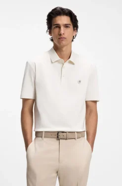 Polo shirt in mercerised cotton with Double B monogram