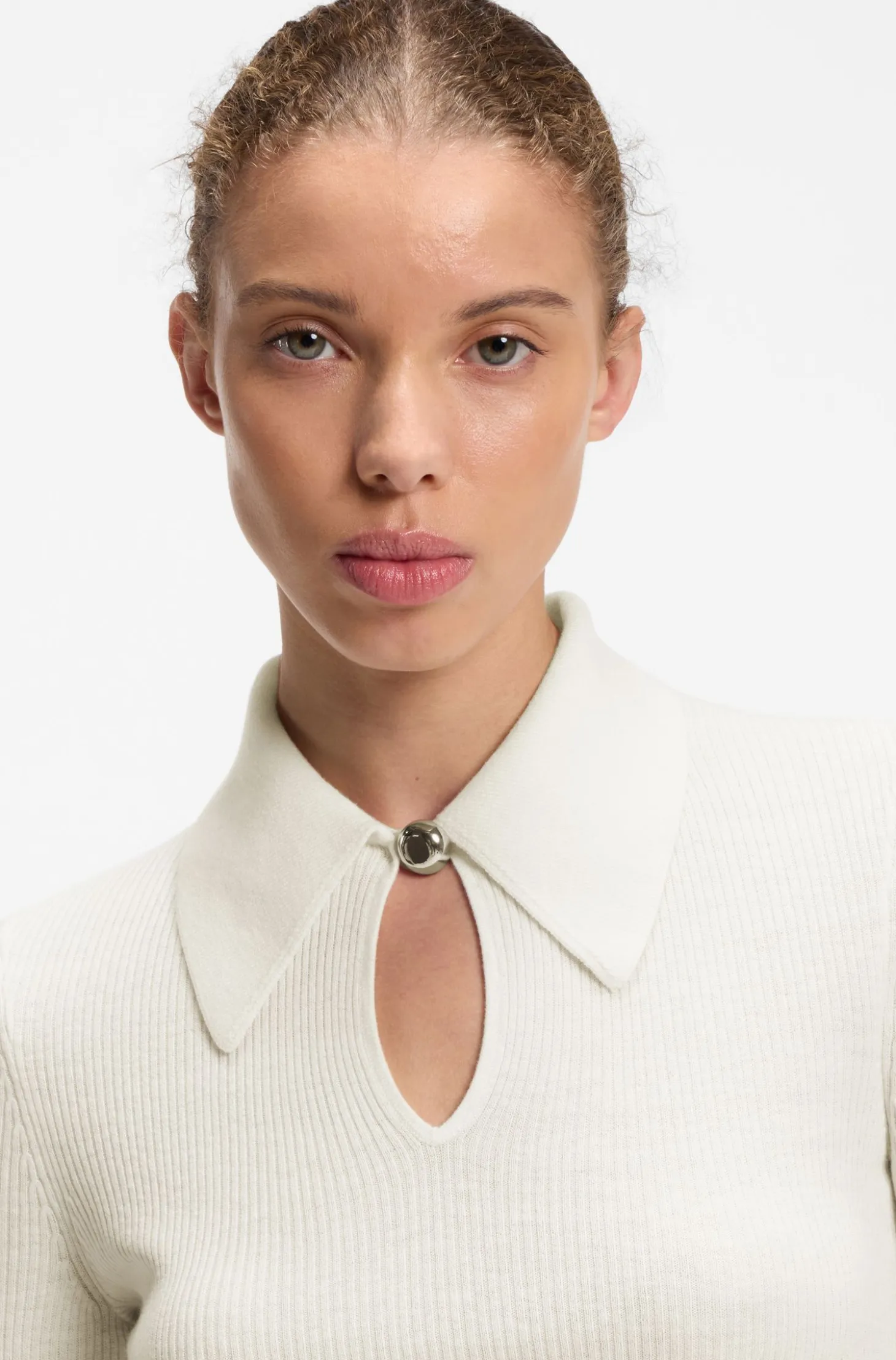 Polo sweater in a wool blend with cashmere