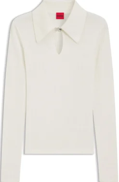 Polo sweater in a wool blend with cashmere
