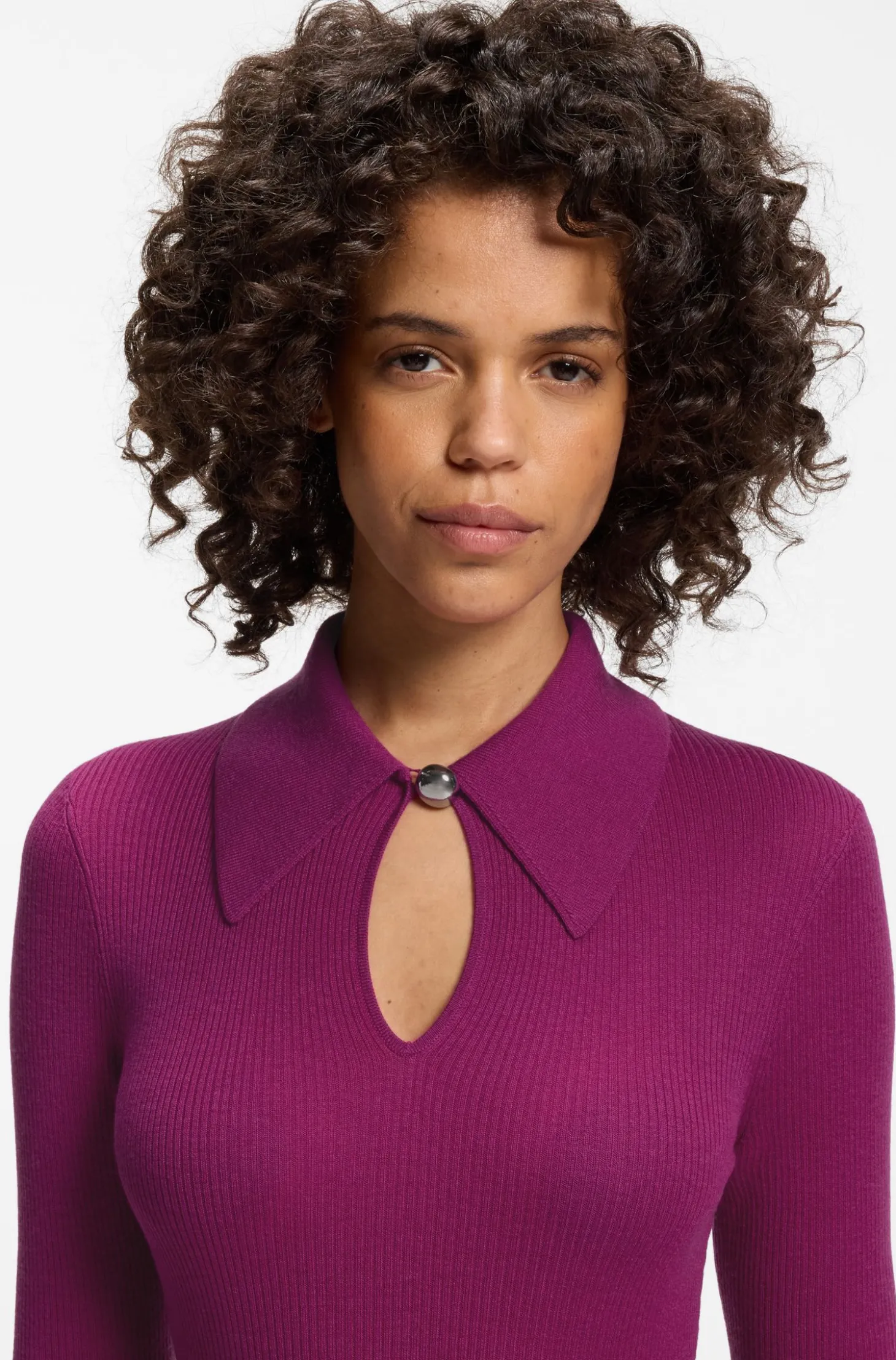 Polo sweater in a wool blend with cashmere