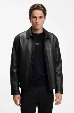Porsche x BOSS leather jacket with concealed magnetic closure