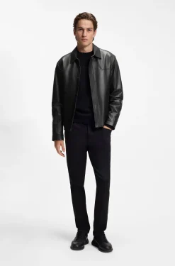 Porsche x BOSS leather jacket with concealed magnetic closure