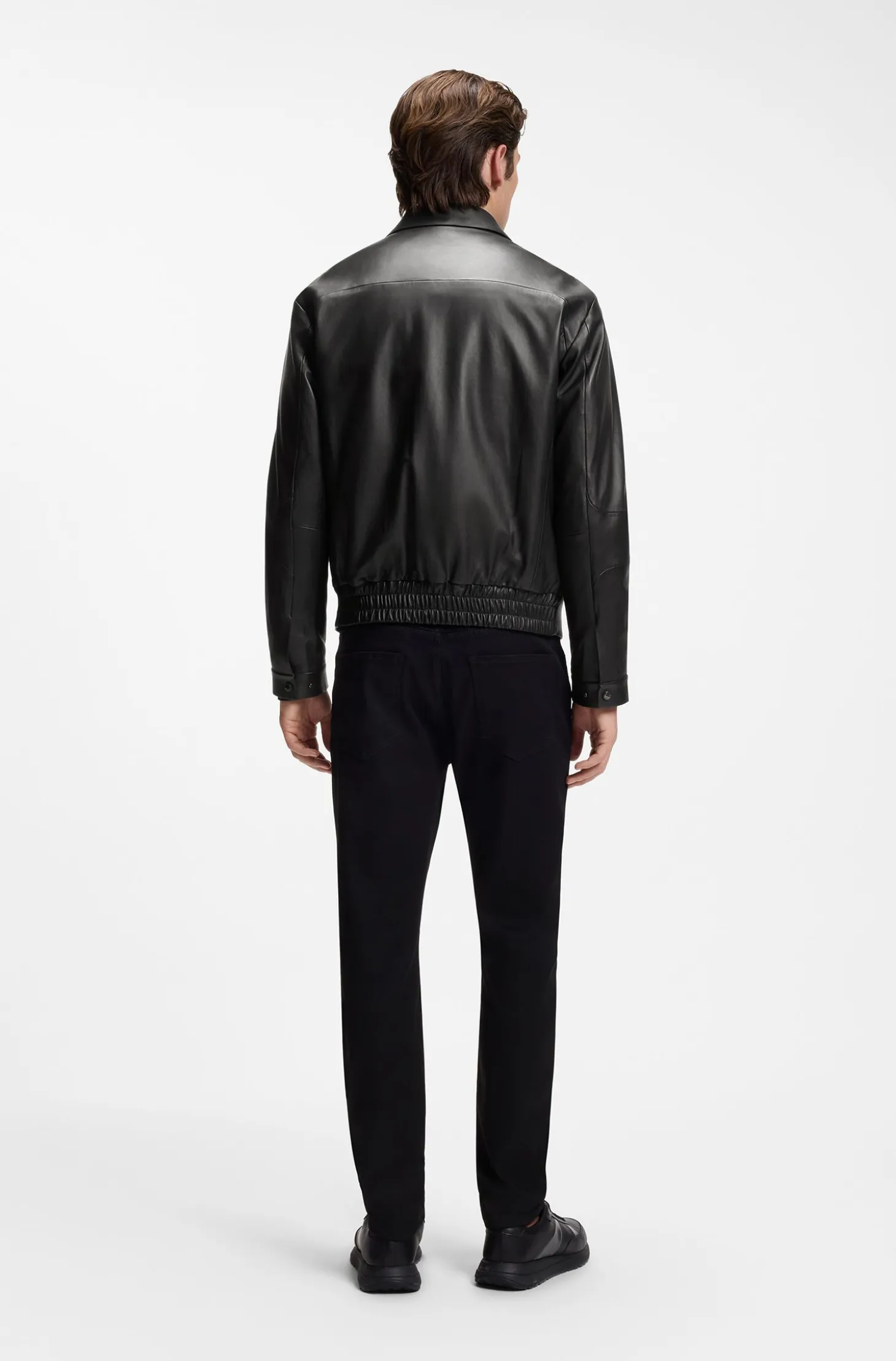 Porsche x BOSS leather jacket with concealed magnetic closure