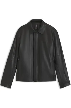 Porsche x BOSS leather jacket with concealed magnetic closure