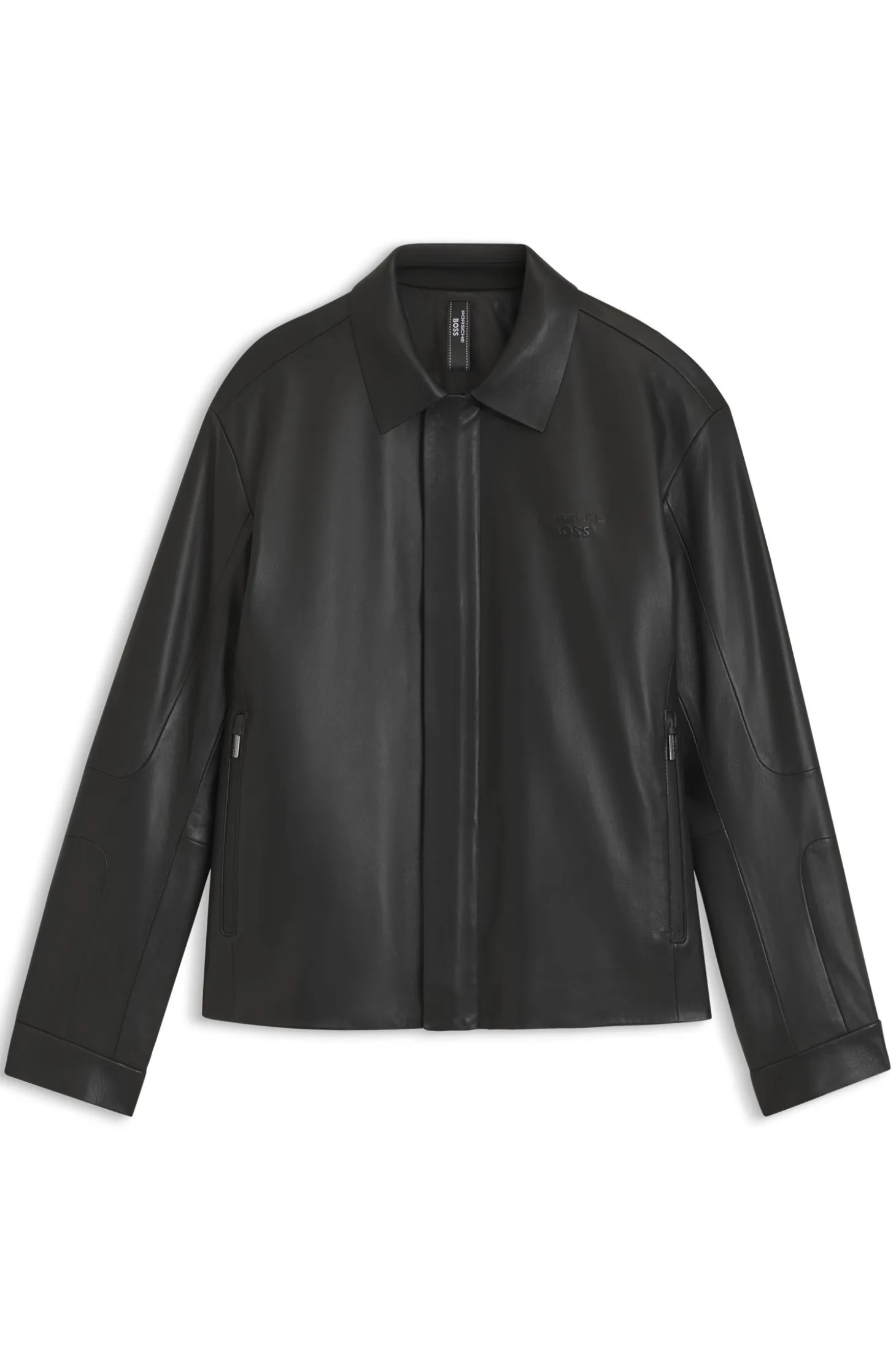 Porsche x BOSS leather jacket with concealed magnetic closure