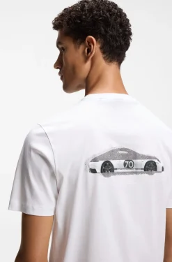 Porsche x BOSS mercerised-cotton T-shirt with rear graphics