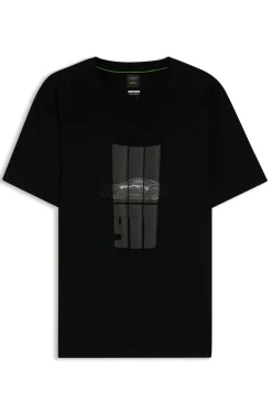 Porsche x BOSS T-shirt in mercerized cotton with reflective graphic print