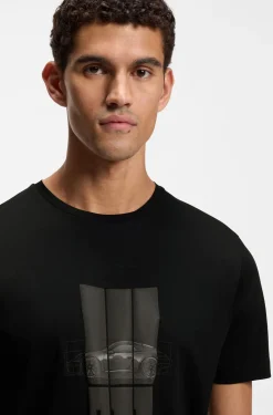 Porsche x BOSS T-shirt in mercerized cotton with reflective graphic print