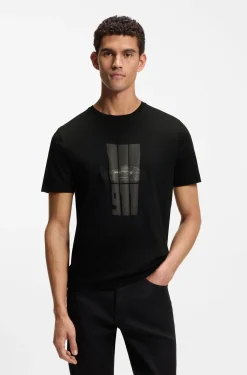Porsche x BOSS T-shirt in mercerized cotton with reflective graphic print