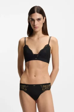 Premium lace bralette with mesh pleating