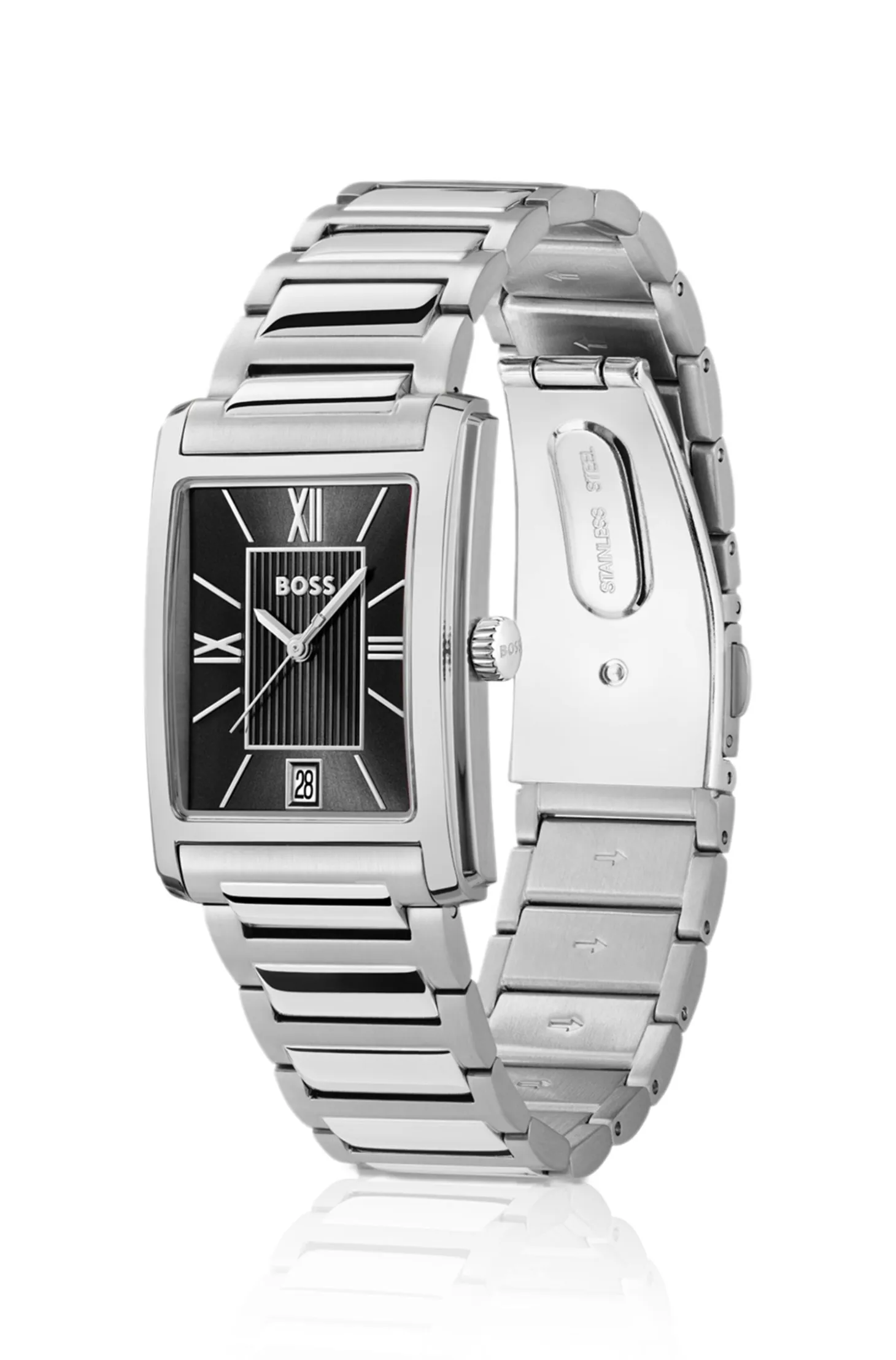 Principle Dress black-dial watch with H-link bracelet