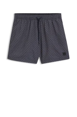 Printed swim shorts with logo badge