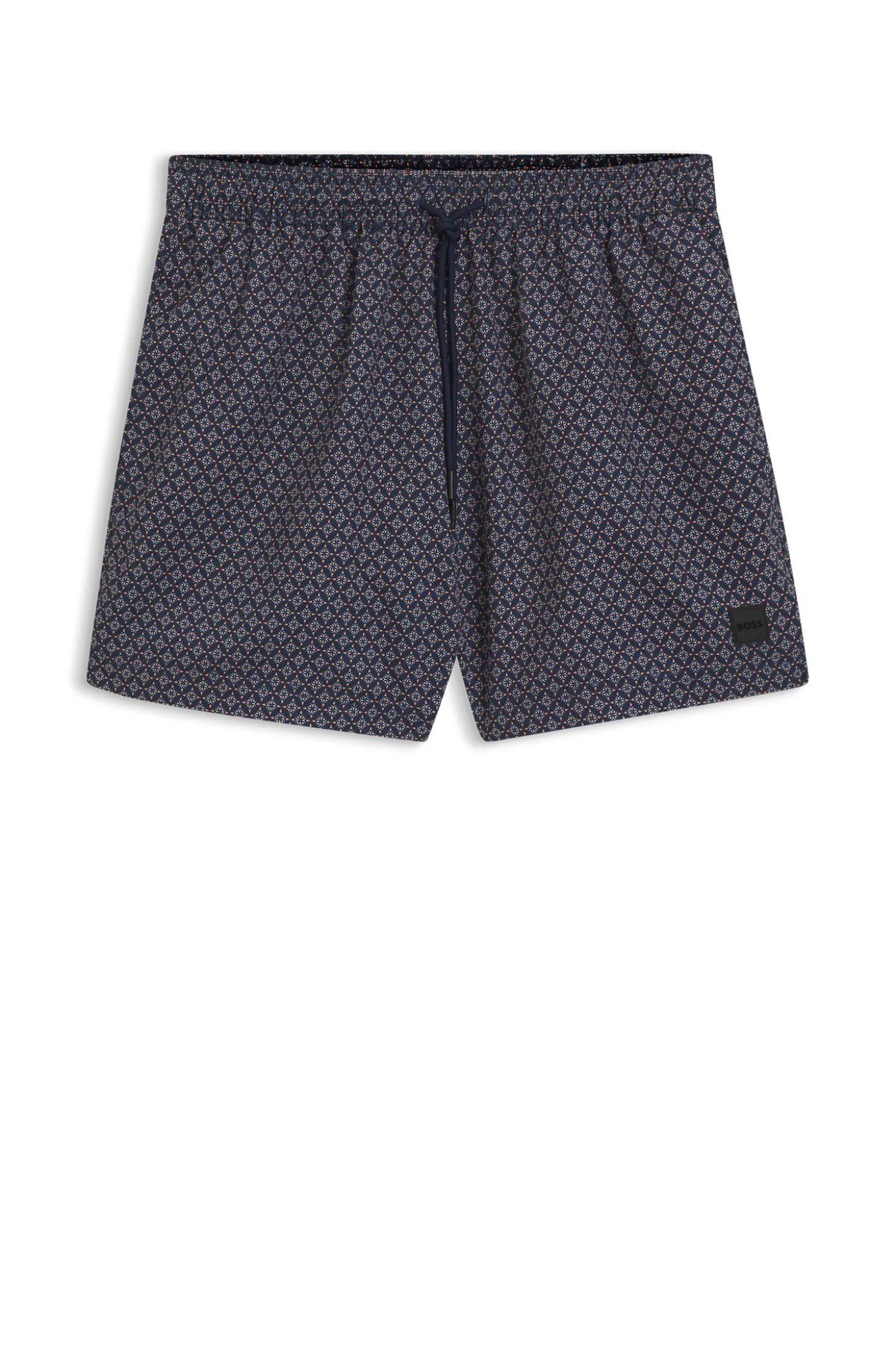Printed swim shorts with logo badge