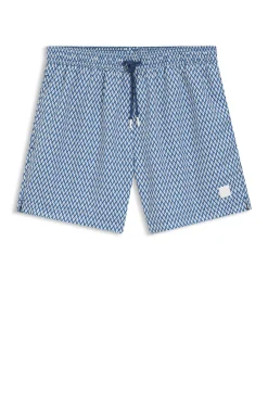 Printed swim shorts with logo badge