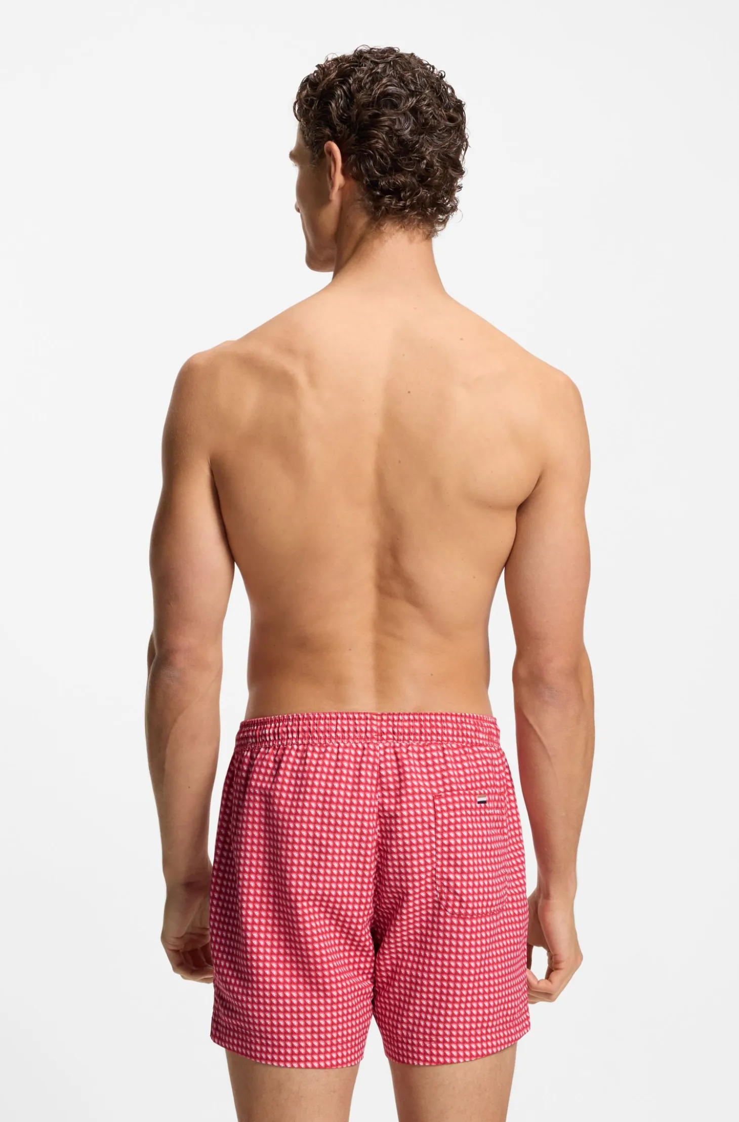 Printed swim shorts with logo badge