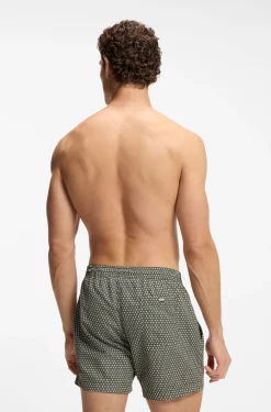 Printed swim shorts with logo badge