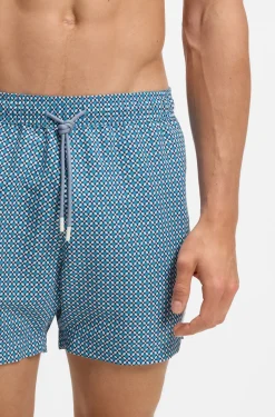 Printed swim shorts with logo badge