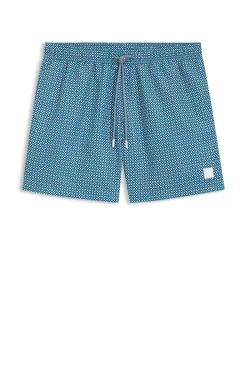 Printed swim shorts with logo badge