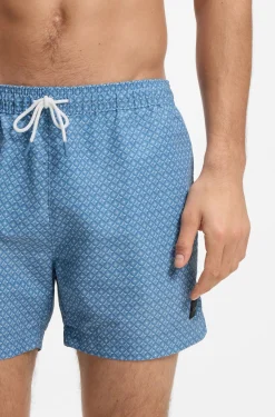 Printed swim shorts with logo badge